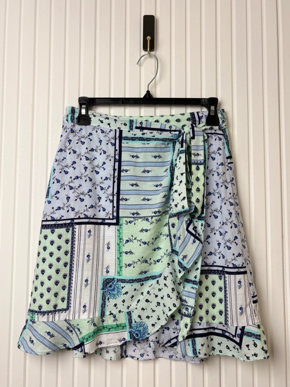 Loft Petites Patchwork Ruffle Skirt Tie Zip 4P Resortwear Country Club Beach